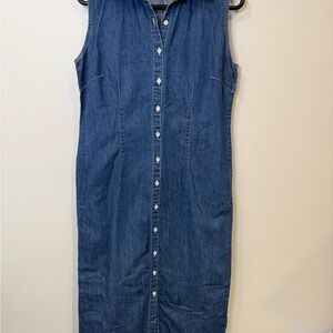 Ann Taylor Loft Denim Sleeveless Button-Down Dress Size 8 W/Slit